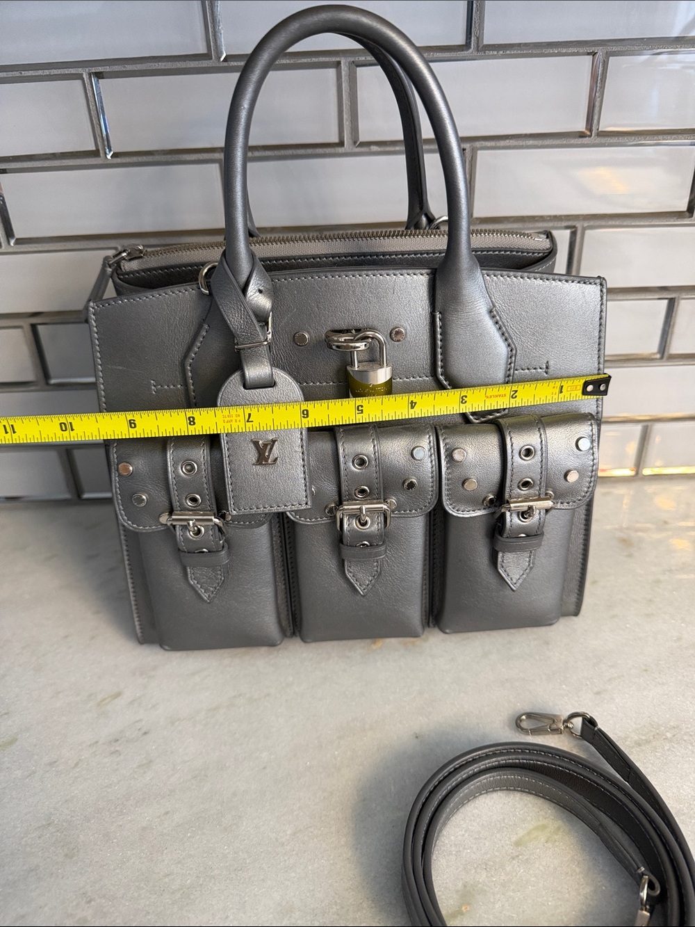 Louis Vuitton Metallic Gunmetal Gray Calf Leather City Steamer PM - Picture 2 of 16